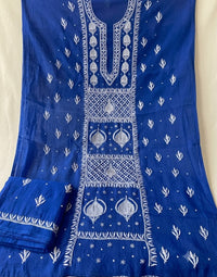 Pure Mal Chandari Suit Piece- Royal Blue