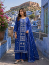 Pure Mal Chandari Suit Piece- Royal Blue