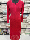 Crimson Red Viscose Georgette Resham Embroidered Kurti