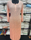 Elegant Lucknowi Chikankari Viscose Kurti in a delicate peach/salmon-pink
