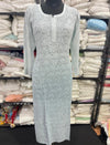 Exquisite Lucknowi Chikankari Viscose Kurti in a serene powder blue (ice blue)
