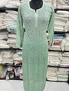 Elegant Lucknowi Chikankari Viscose Kurti in a soft sage green (mint green)