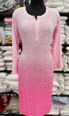 Charming Lucknowi Chikankari Viscose Kurti featuring a beautiful ombre / dual-tone gradient transition soft baby pink Kurti