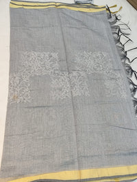 Grey Chanderi Chikankari Dupatta | White Hand Embroidery | Lucknowi Ethnic Wear
