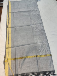 Grey Chanderi Chikankari Dupatta | White Hand Embroidery | Lucknowi Ethnic Wear