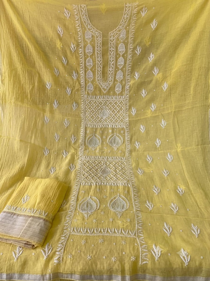 Yellow Mal Chandari Suit Piece