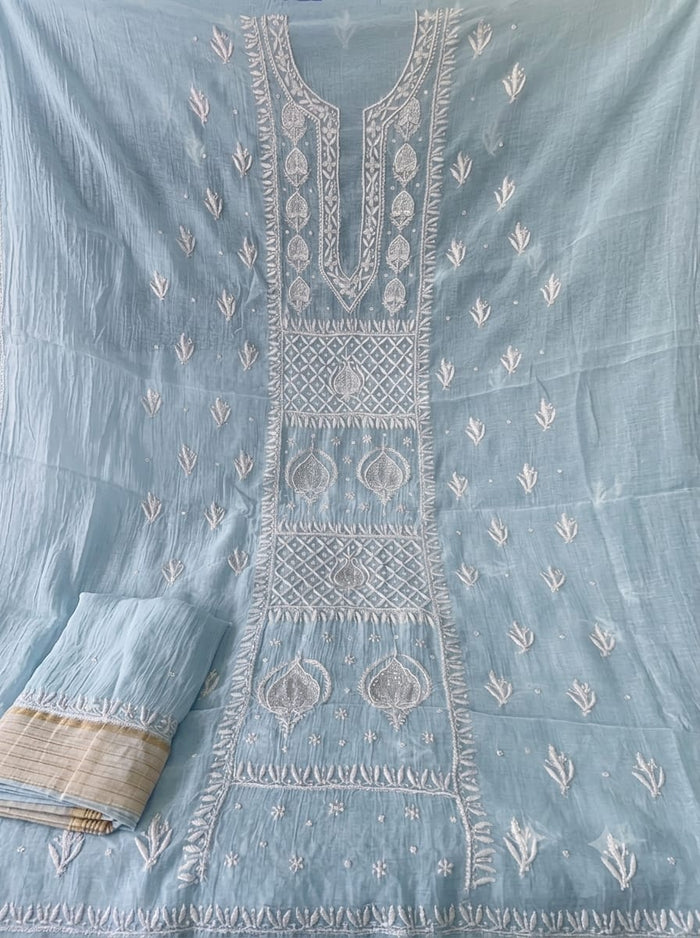 Sky Blue Mal Chandari Kurta Dupatta Set