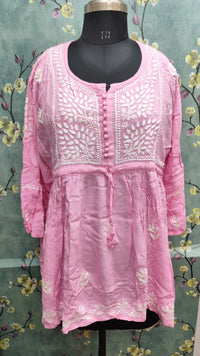Rayon Peplum Chikankari Tunic Top | Lucknowi Hand Embroidery | Casual Festive Wear