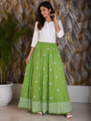 Chikankari Skirt with Ghaspatti Embrodiery - Green