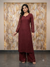 Viscose Georgette Lucknowi Chikankari Set Maroon / Wine Viscose Chikankari Set