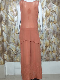Chikankari Noodle Strip Set-Light Orange