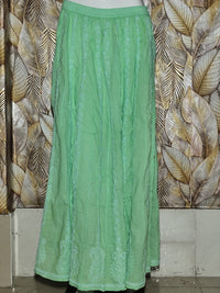 Chikankari Skirt with Bhakhiya work Green