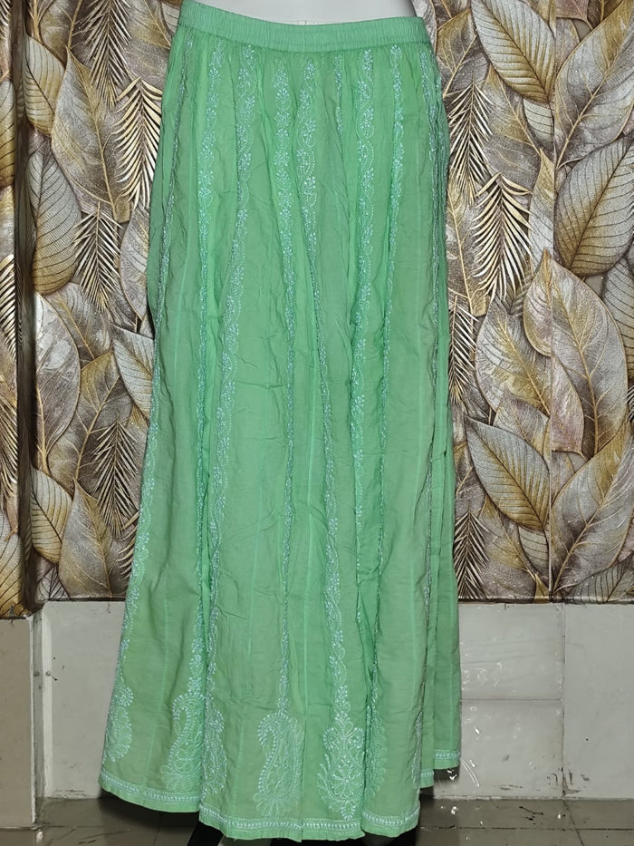 Chikankari Skirt with Bhakhiya work Green