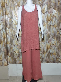 Chikankari Noodle Strip Set - Brick Red
