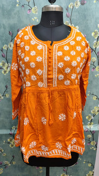 Rayon Peplum Chikankari Tunic Top | Lucknowi Hand Embroidery | Casual Festive Wear