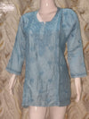 Sky Blue Hand-Embroidered Chanderi Short Kurti