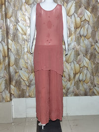 Chikankari Noodle Strip Set - Brick Red