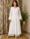 Chikankari Viscous Anarkali Stitched With White Embroidery