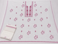 Pristine White Mul Chanderi Suit Piece with Magenta/Wine Chikankari